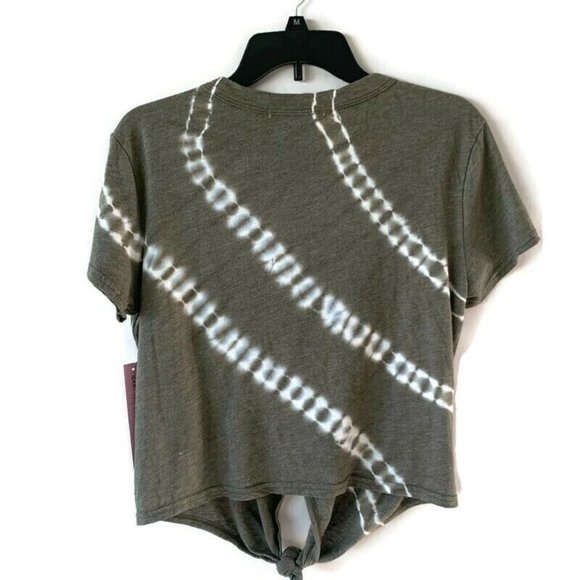 Crave Fame Juniors Tie-Dye Top Tie Hem Olive Green Size Medium - Picture 3 of 7